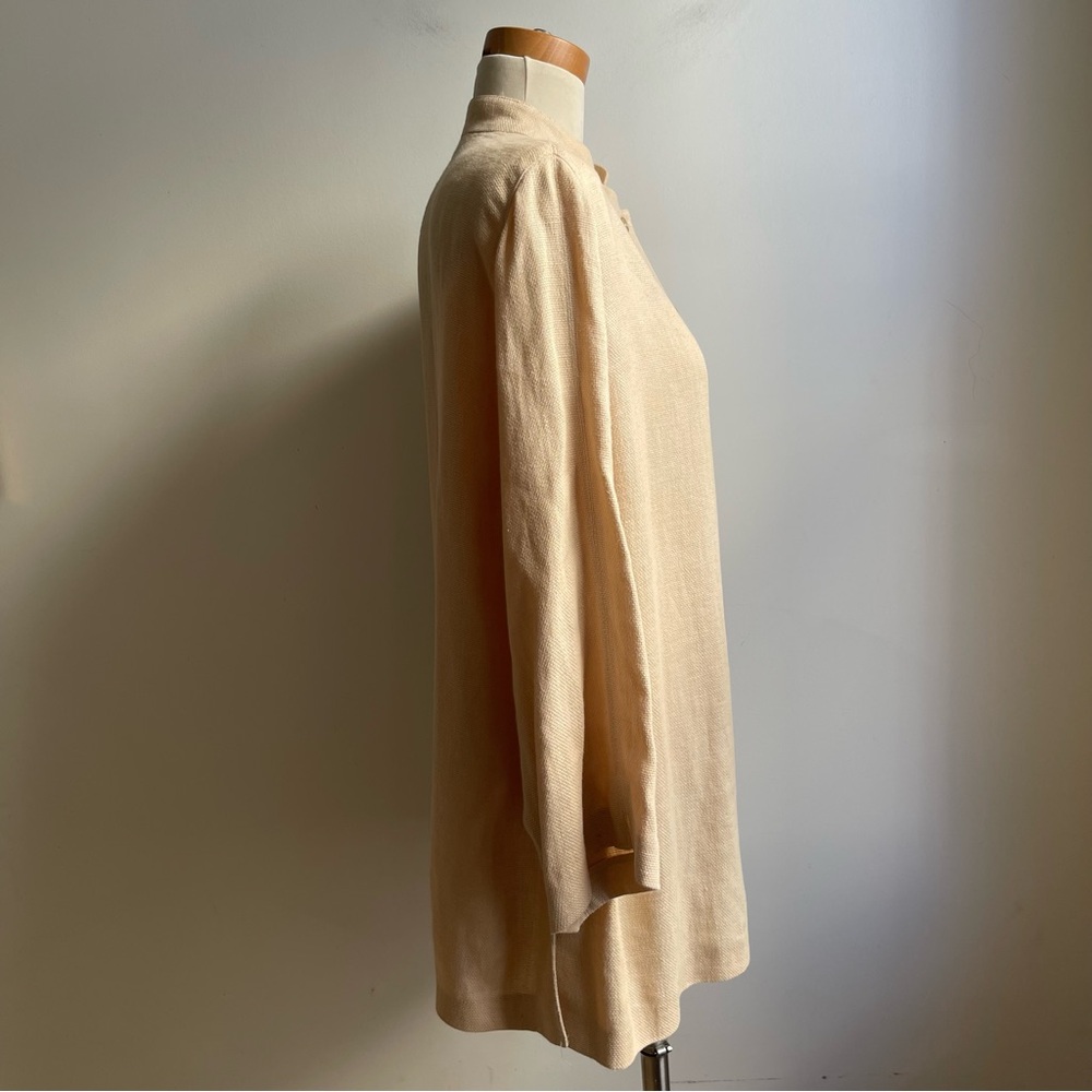 Vintage Linda Allard Ellen Tracy Linen Jacket Tunic Cream Button Collar 14 Large - Picture 5 of 9